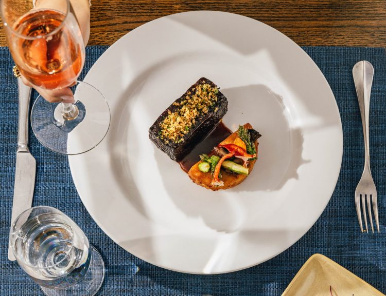 Coffee Stout–Braised Short Rib & Fried Lobster Macaroni at The Sanderling Resort.